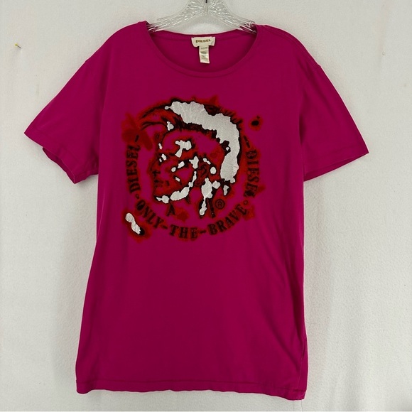 Diesel Only The Brave Single Stitch Vintage T Shirt Women’s XL Pink - Picture 1 of 11